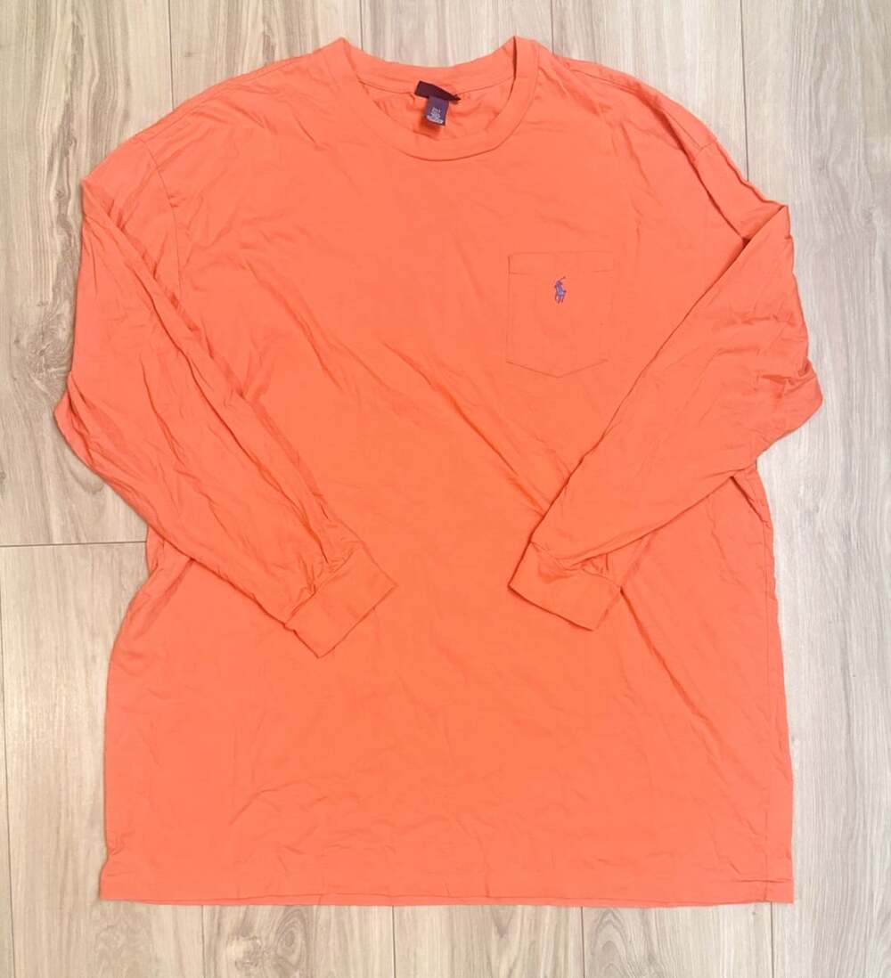 Polo Ralph Lauren Long Sleeve T-Shirt Size 3XLT Orange Pocket